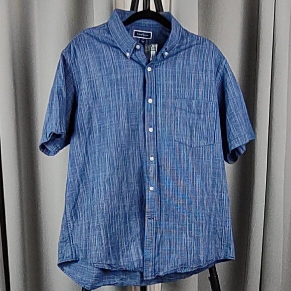 Club Room 100% Cotton Blue & White Textured Collared Shirt Button Down Size XL - Picture 1 of 10